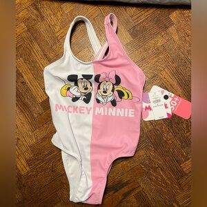 Mickey and Minnie Pink and White Swimsuit